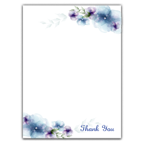 Watercolor Purple and Navy Blue Flower on White for Wedding