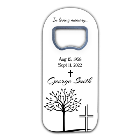 Tree and Cross Drawing on White Background Theme for Funeral