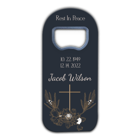 Cross and Flowers on Dark Blue Background Themed for Funeral