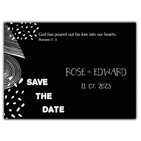 White Shapes and Verse on Black Background for Wedding