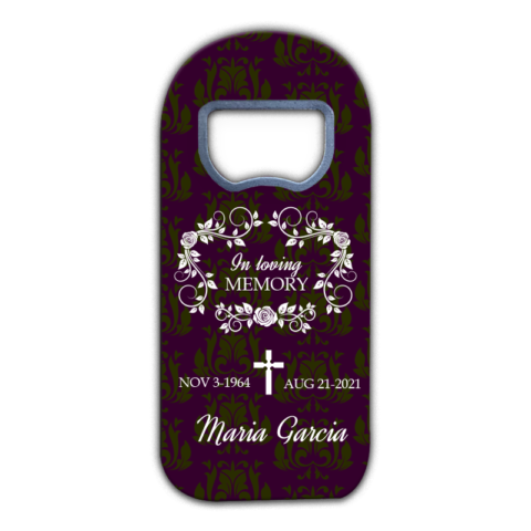 Motifs and Roses on Dark Purple Background Theme for Funeral
