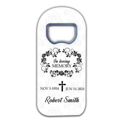 Black Motifs and Cross on White Background Theme for Funeral
