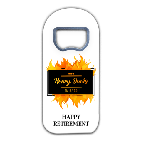 Fire and Black Frame on White Background for Retirement