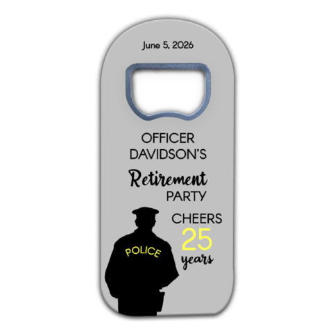 Male Police Silhouette on Gray Background for Retirement