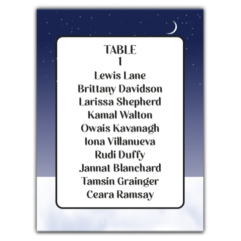 White Frame, Star and Moon on Navy Blue for Wedding