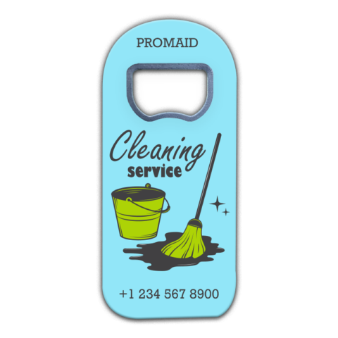 Green Mop on Blue Background Themed for Business