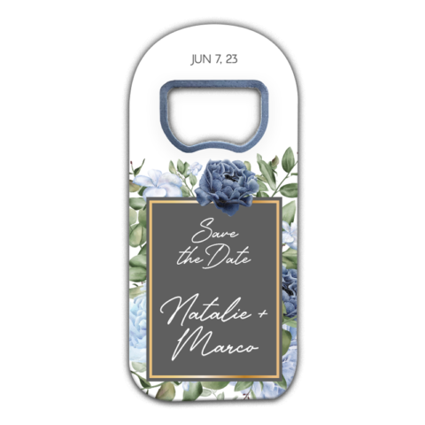 Navy Blue Rose and Gold Details Frame on White for Wedding