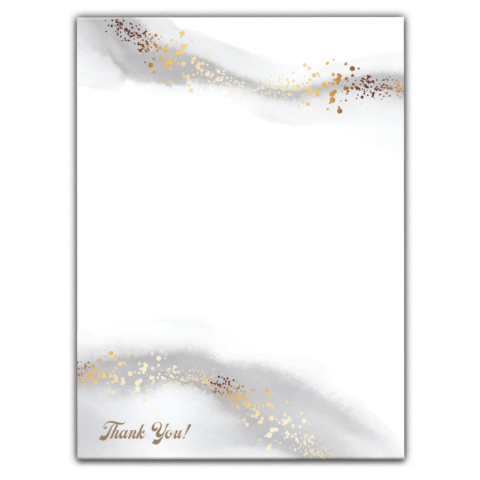 Thick Paper Wedding Invitation Cards with Gold Glitter and Gray Watercolor on White for Wedding