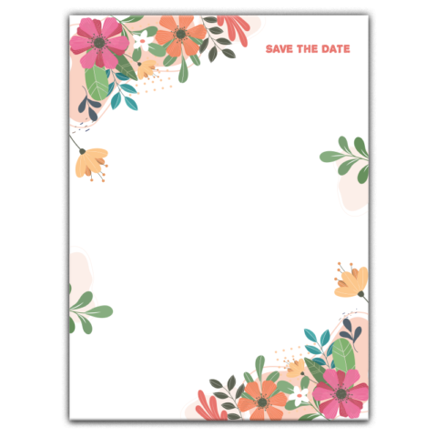 Thick Paper Wedding Invitation Cards with Aesthetic Colorful Flowers on White Background for Wedding