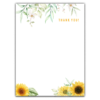Thick Paper Wedding Invitation Cards with Sunflowers and Green Leaves on White Background for Wedding