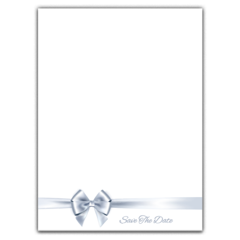 Thick Paper Wedding Invitation Cards with Silver Ribbon on White Background for Wedding