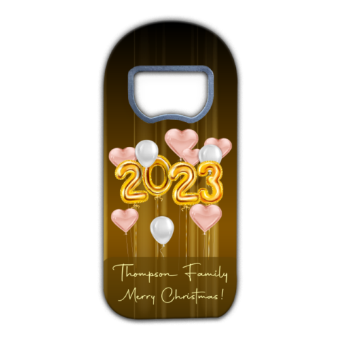 2023 and Heart Balloons on Brown Background for Christmas