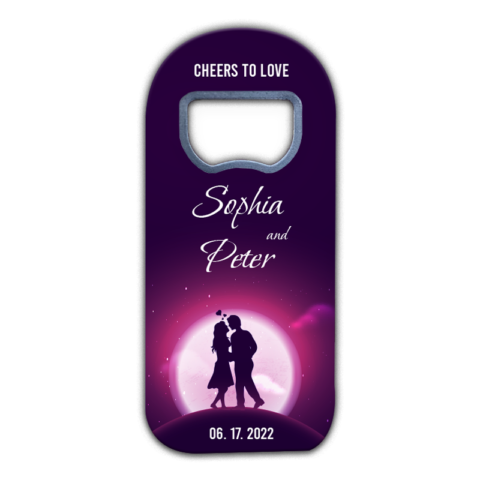 Pink Moon and Couple on Purple Background Themed for Wedding