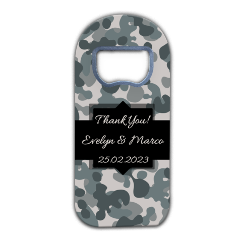 Camouflage Pattern and Black Frame on Light Gray for Wedding