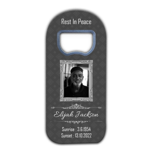 Silver Frame, Gray Motifs and Photo on Dark Gray for Funeral