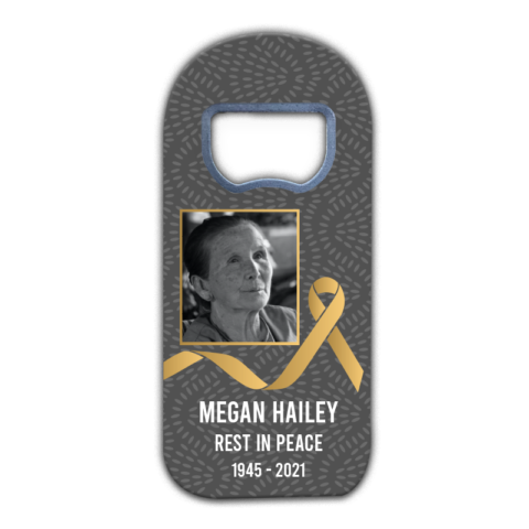 Golden Ribbon, Frame and Photo on Dark Gray for Funeral