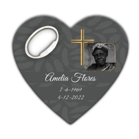Golden Sketch Cross and Photo on Dark Gray for Funeral