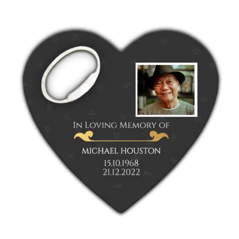 Minimal Motif, Gold Shape and Photo on Gray for Funeral