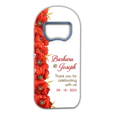Red Poppy Flowers and Wheat on White Themed for Wedding