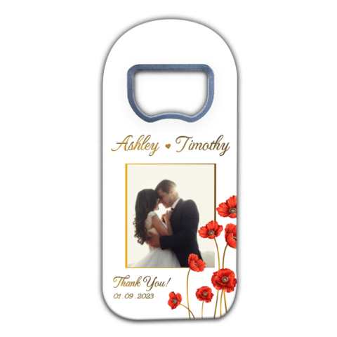 Poppy Flowers and Photo Frame on White Themed for Wedding
