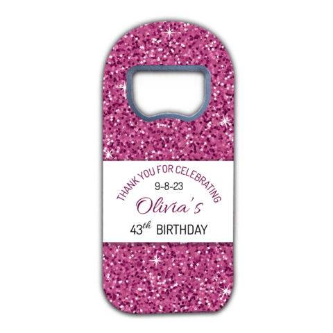 Girl Pattern and White Frame on Pink Glitter for Birthday